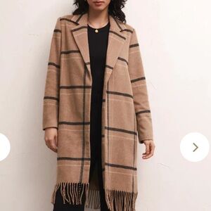 Z Supply Ynez Fringe Plaid Coat